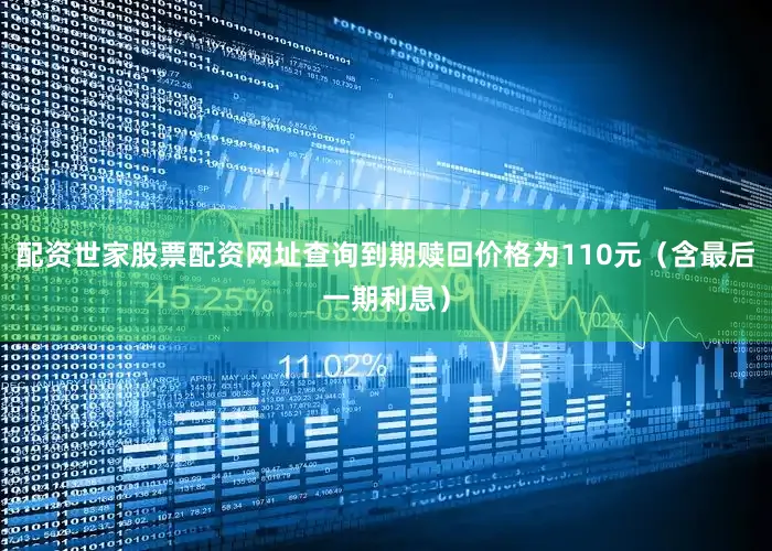 配资世家股票配资网址查询到期赎回价格为110元（含最后一期利息）
